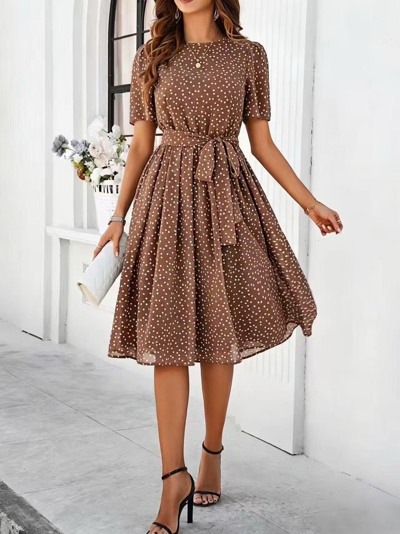 Lace-Up Printed Dress