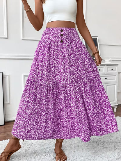 Floral Patchwork A-Line Skirt