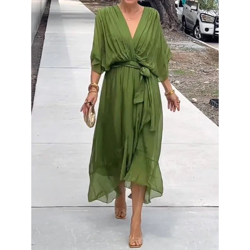 Elegant Bat Sleeve Long Dress Drip Depot