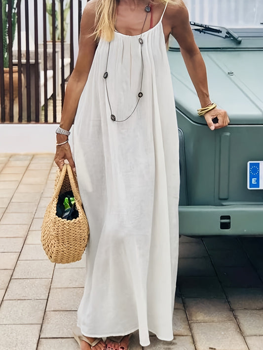 Backless halter maxi dress for beach vacations