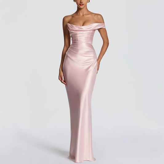 Off-Shoulder Satin Bodycon Dress