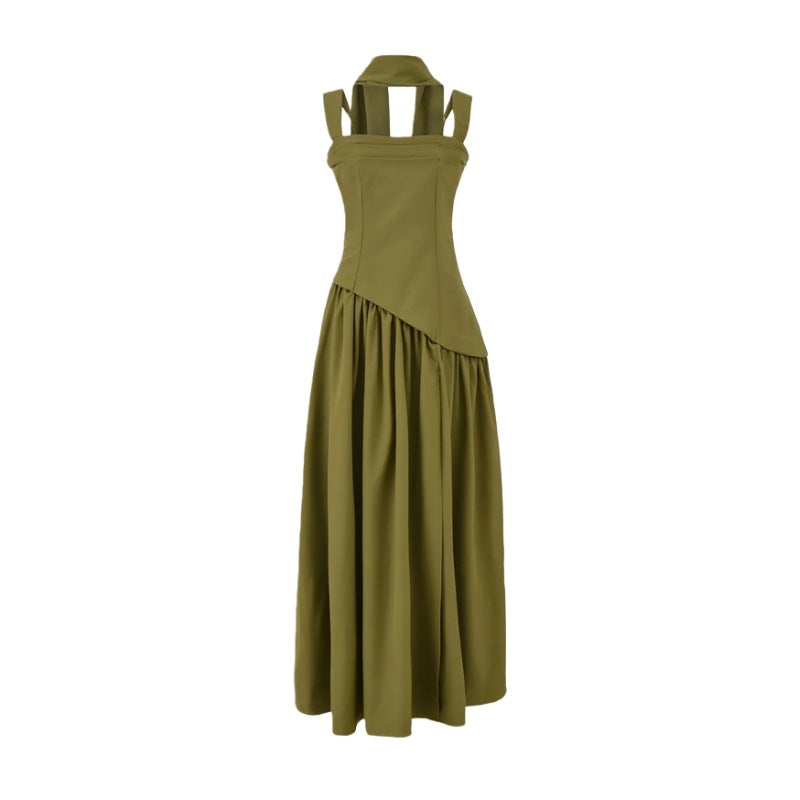 Fitted-waist pleated maxi dress Drip Depot