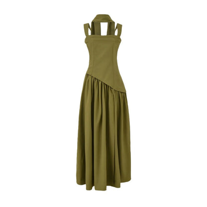 Fitted-waist pleated maxi dress Drip Depot