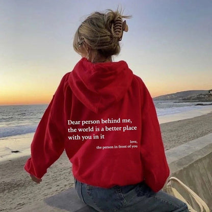 Letter Print Fleece Hoodie Sweatshirt