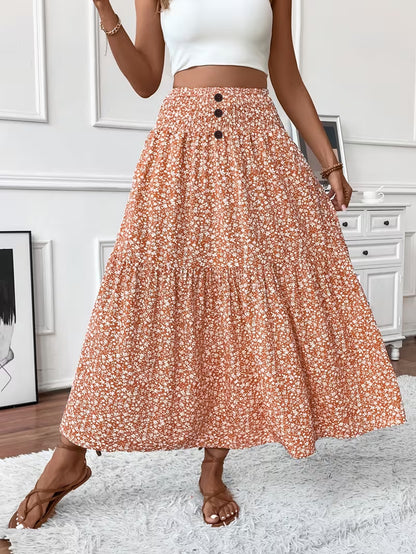 Floral Patchwork A-Line Skirt