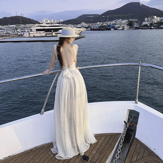 Lace Backless Maxi Dress