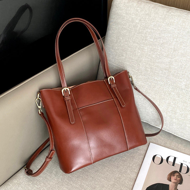 Leather Tote Bag with Adjustable Strap