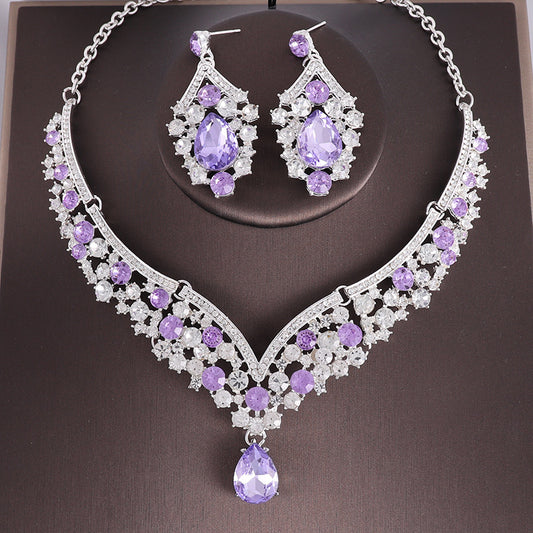 Rhinestone Necklace and Earrings Set