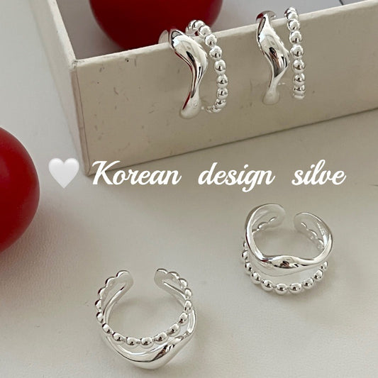 S925 Sterling Silver Double Layer Bead Ring