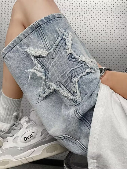 Unisex Washed Denim Five-Point Shorts Drip Depot