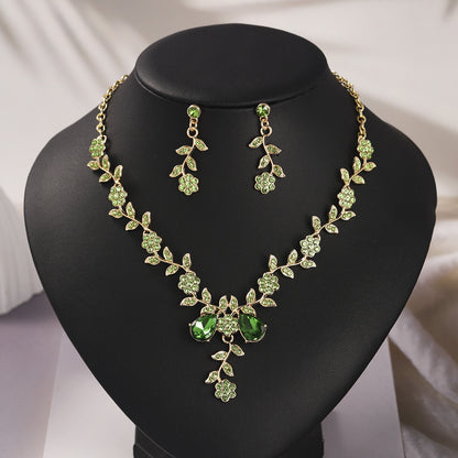 Bridal Necklace and Earring Set with Diamond Accents