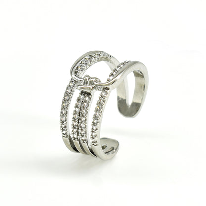 Adjustable Double Layer Geometric Finger Ring