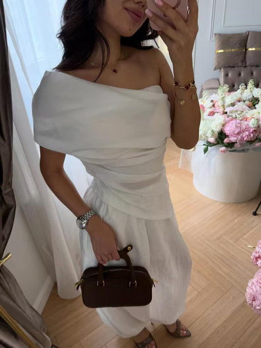Womens Off-Shoulder Top and Lantern Pants Set Drip Depot