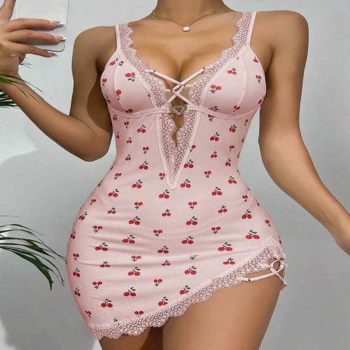 Womens Printed Pajama Set with Suspender Skirt Drip Depot