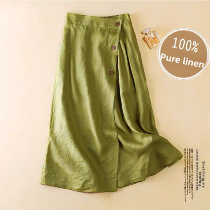 Cotton Linen A-Line Flared Skirt