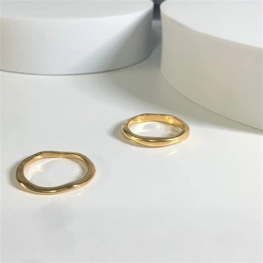 Double Layer Stacked Wavy Vintage Stainless Steel Ring Drip Depot