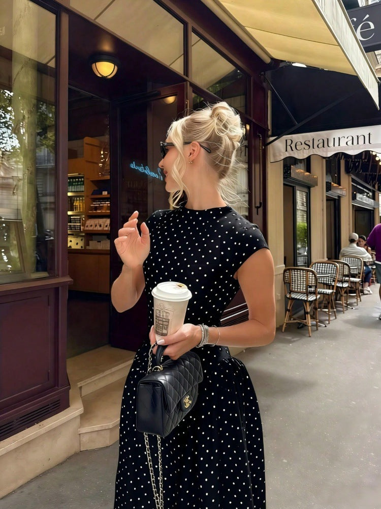 French Classic Polka Dot Knitted Dress