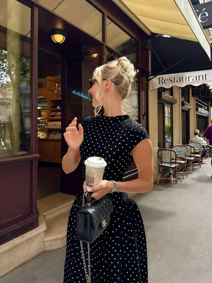 French Classic Polka Dot Knitted Dress