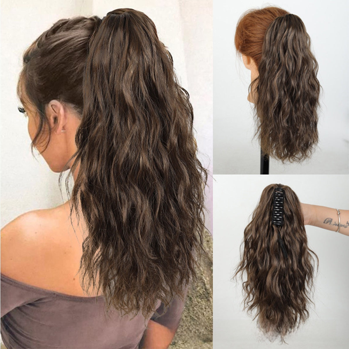 Water Wave Ponytail Hair Extension with Clip Drip Depot