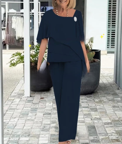 Chiffon Beaded Wide-Leg Pants
