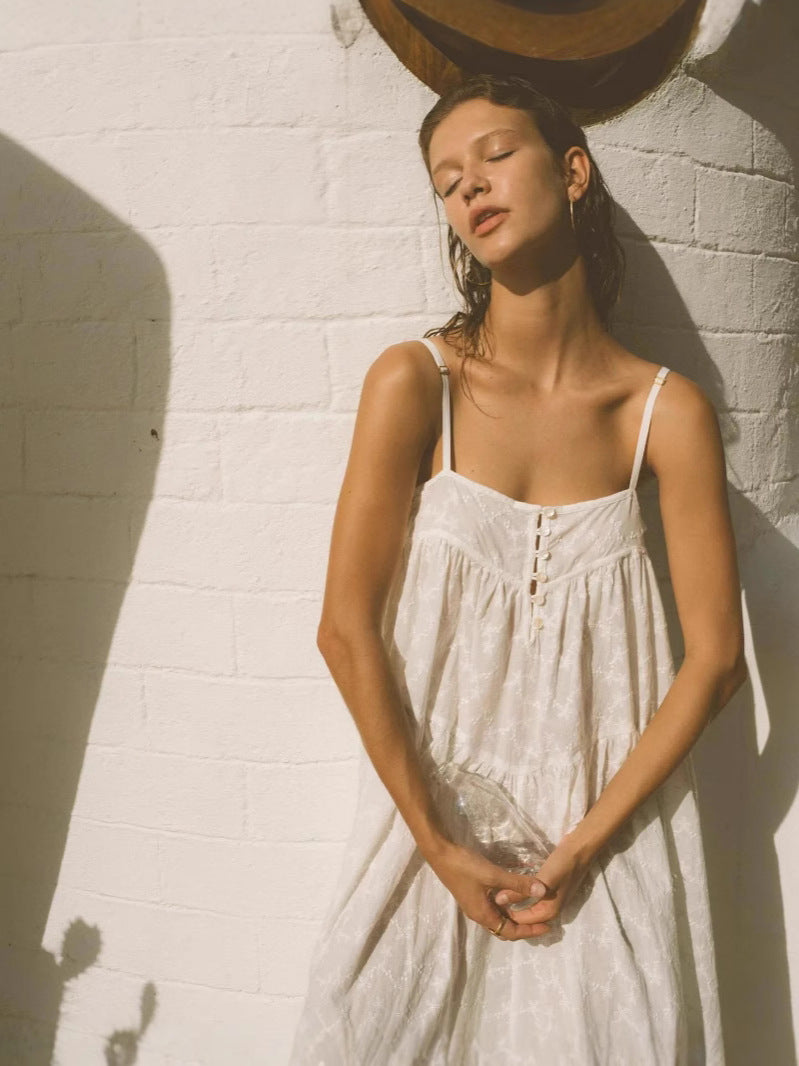 Embroidered Backless Summer Dress