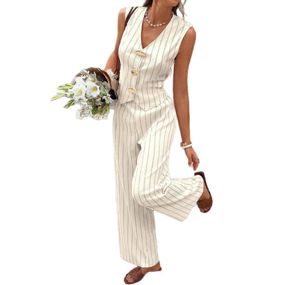 Vertical Stripe Vest and Pants Set