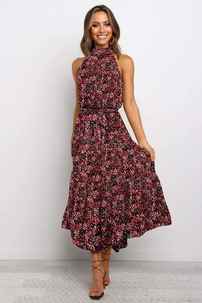 Polka Dot Halter Neck Long Dress