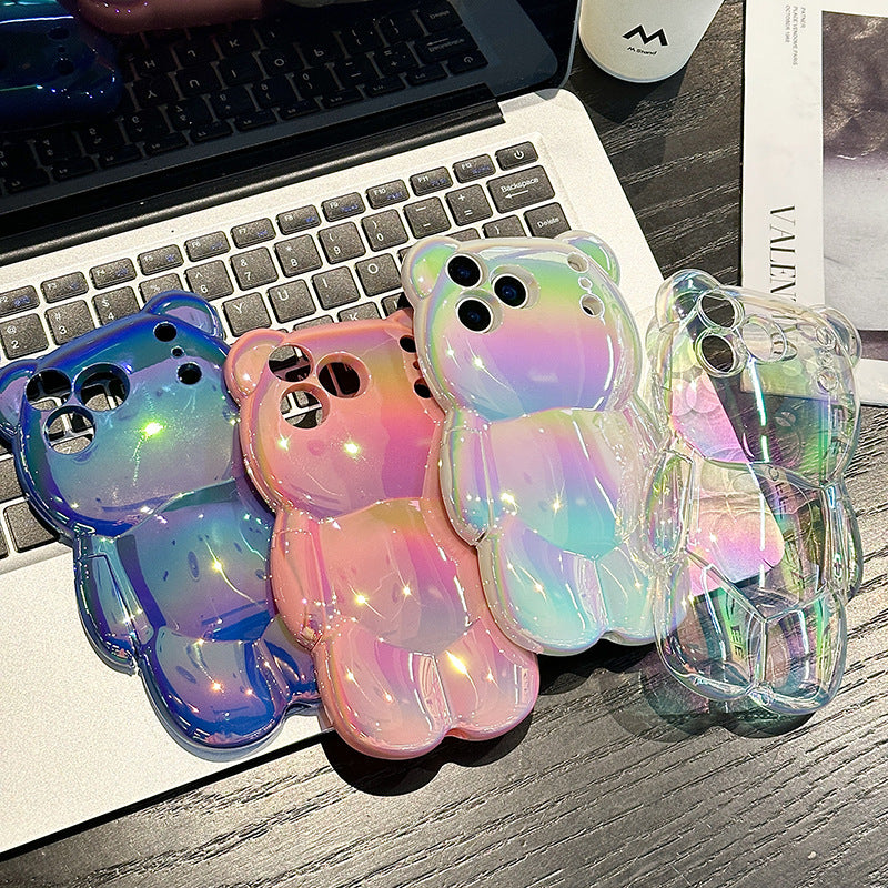 Color Plated Bear Phone Case for iPhone