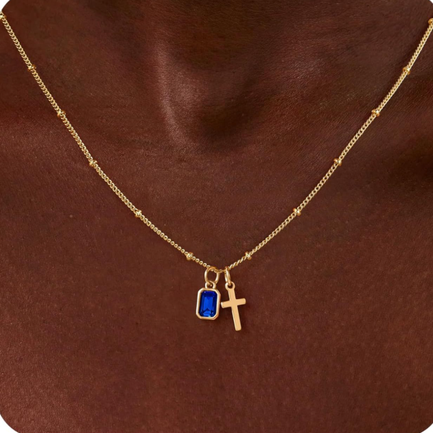 Gold Plated Cross Zircon Necklace