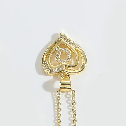 Heart Shape Zircon Letter Necklace