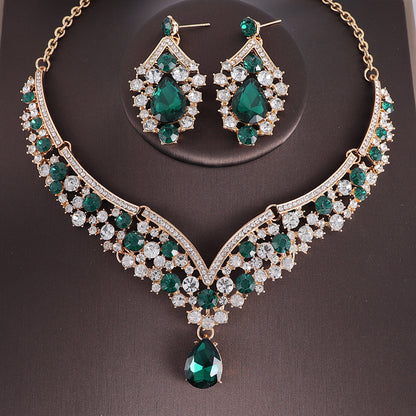 Rhinestone Necklace and Earrings Set