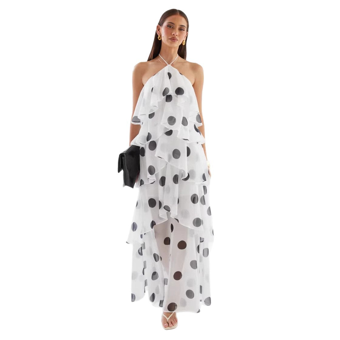 Polka Dot Halter Neck Dress
