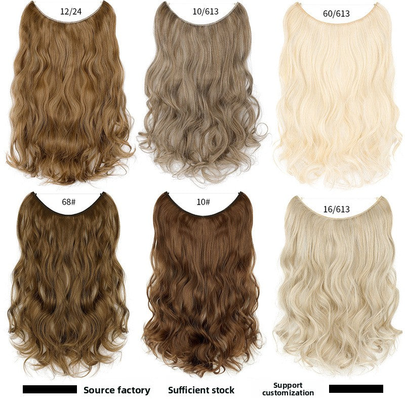 Seamless Fish Line Hair Extension Curly Synthetic Wig