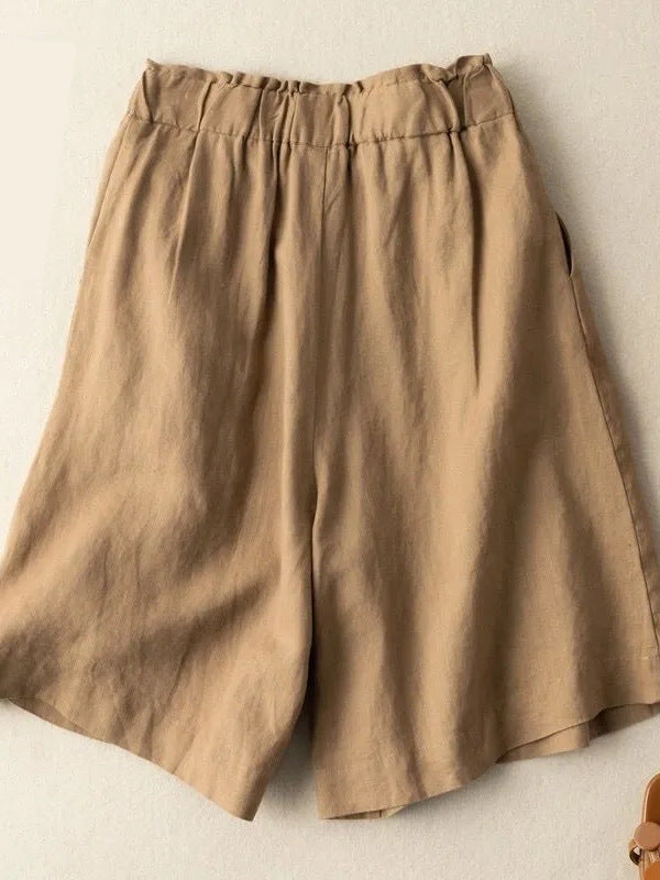 Cotton Linen Wide Leg Shorts