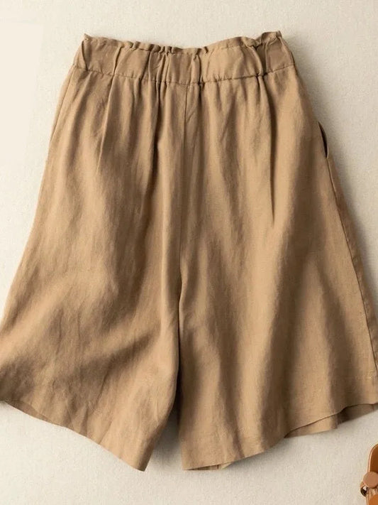 Cotton Linen Wide Leg Shorts