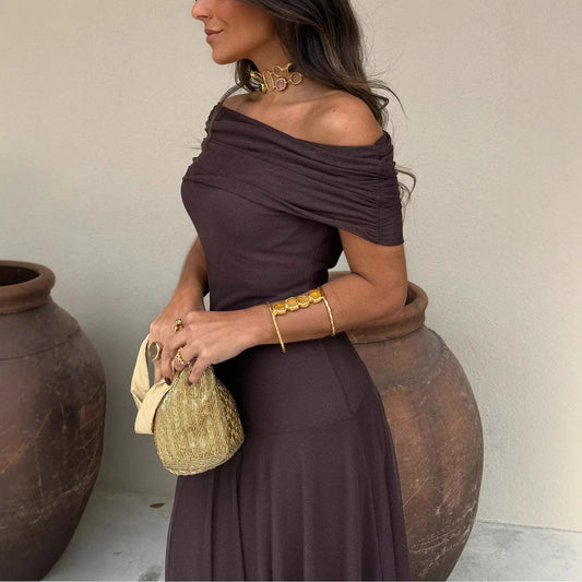 Women's Mesh Splicing Slim-Fit Long Dress