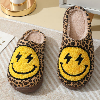 Winter Smiley Face Cotton Slippers