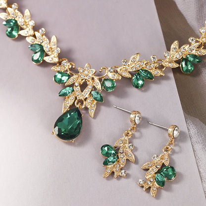 Bridal Necklace and Earring Set with Diamond Accents