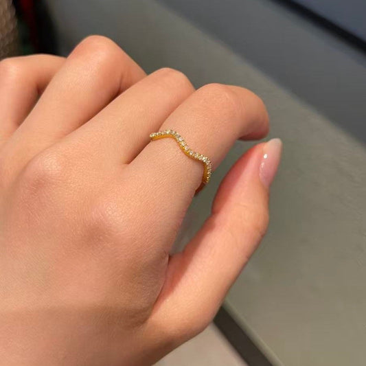 Wavy diamond-studded ring Drip Depot
