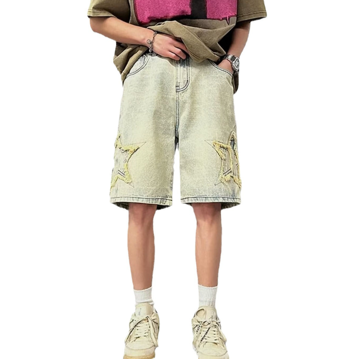 Unisex Washed Denim Five-Point Shorts Drip Depot