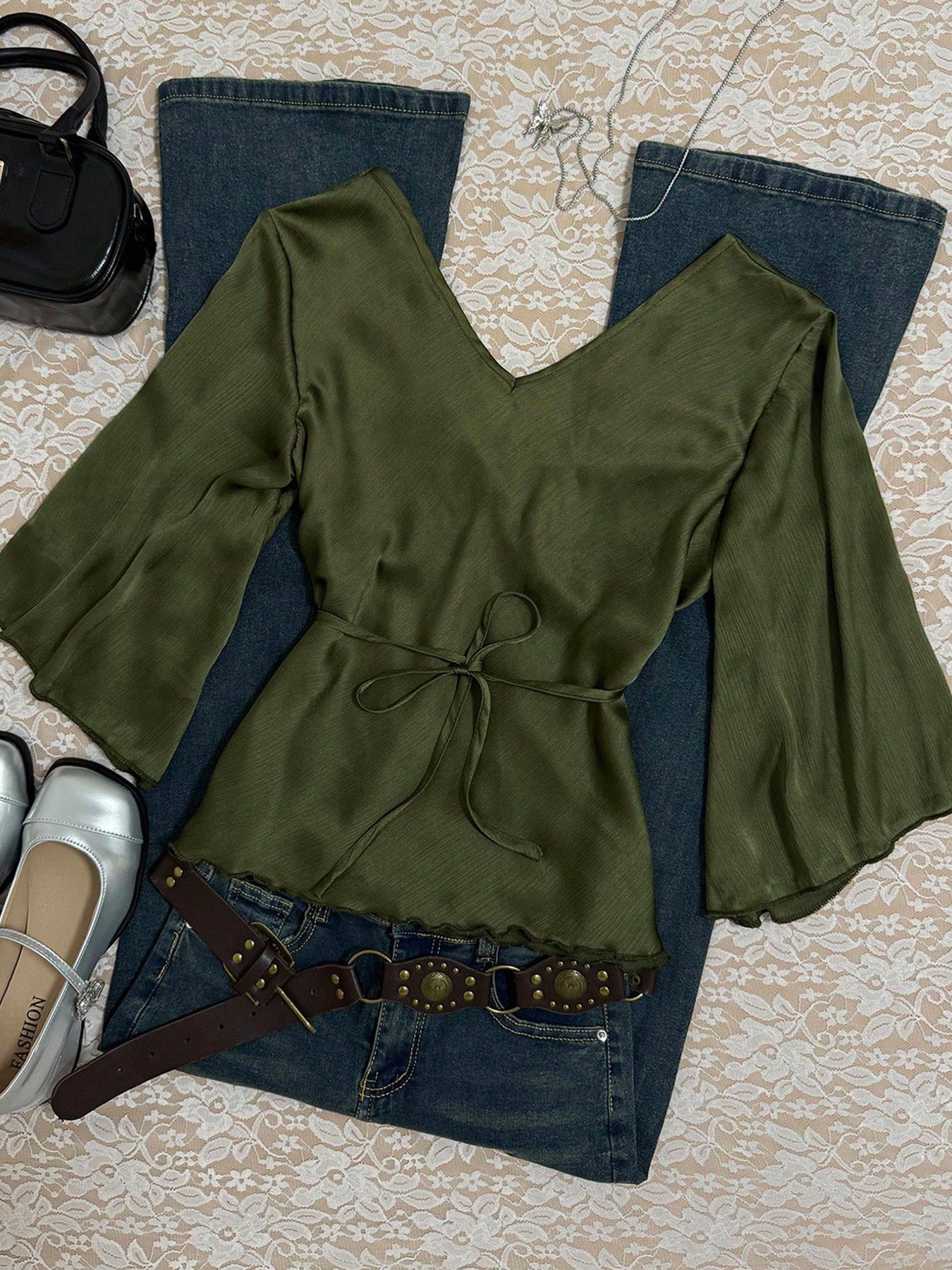 Puff-sleeve strap top