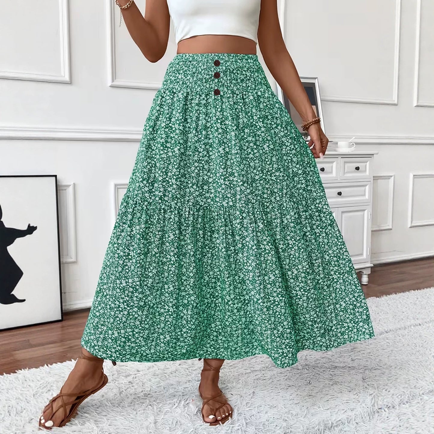 Floral Patchwork A-Line Skirt