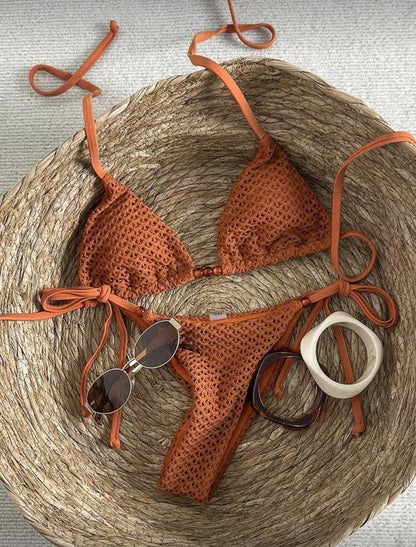 Halter Tie Bikini Two Piece Swimsuit Padded Beach Vacation Swimsuit