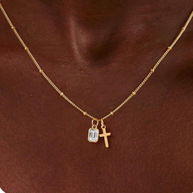 Gold Plated Cross Zircon Necklace
