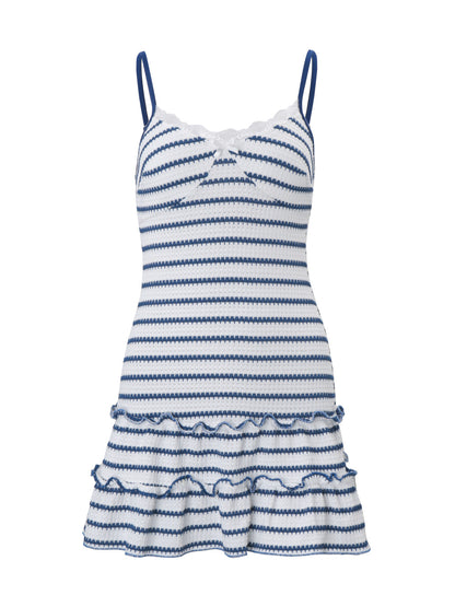 Sleeveless Backless Striped Dress