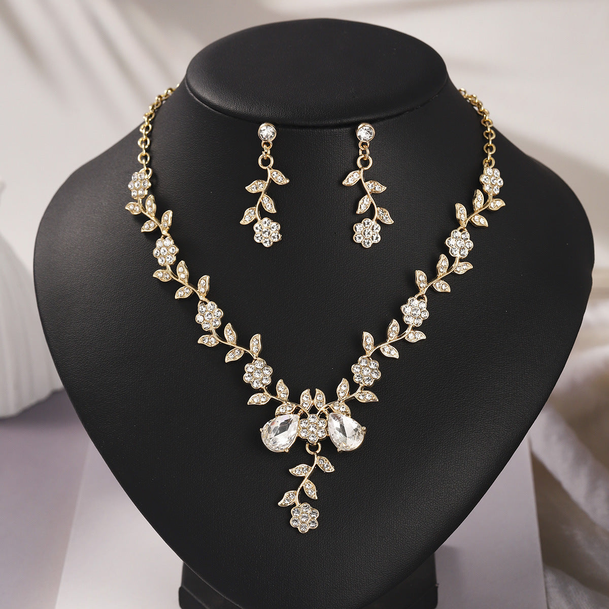 Bridal Necklace and Earring Set with Diamond Accents