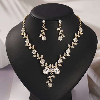 Bridal Necklace and Earring Set with Diamond Accents