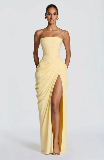 Elegant One Shoulder Evening Gown Drip Depot