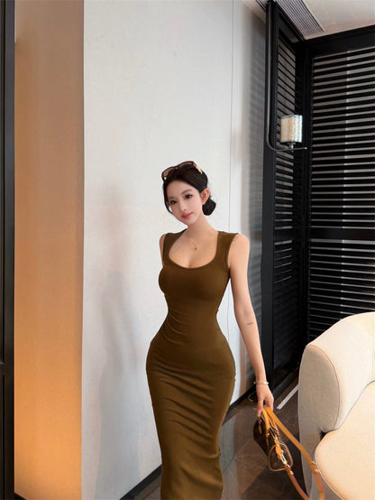 Olive Green Backless Bodycon Mermaid Dress