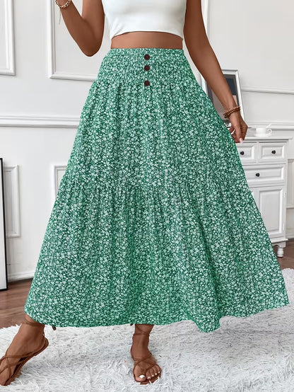 Floral Patchwork A-Line Skirt